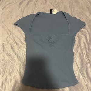H&M Short Sleeve Top in Slate Blue